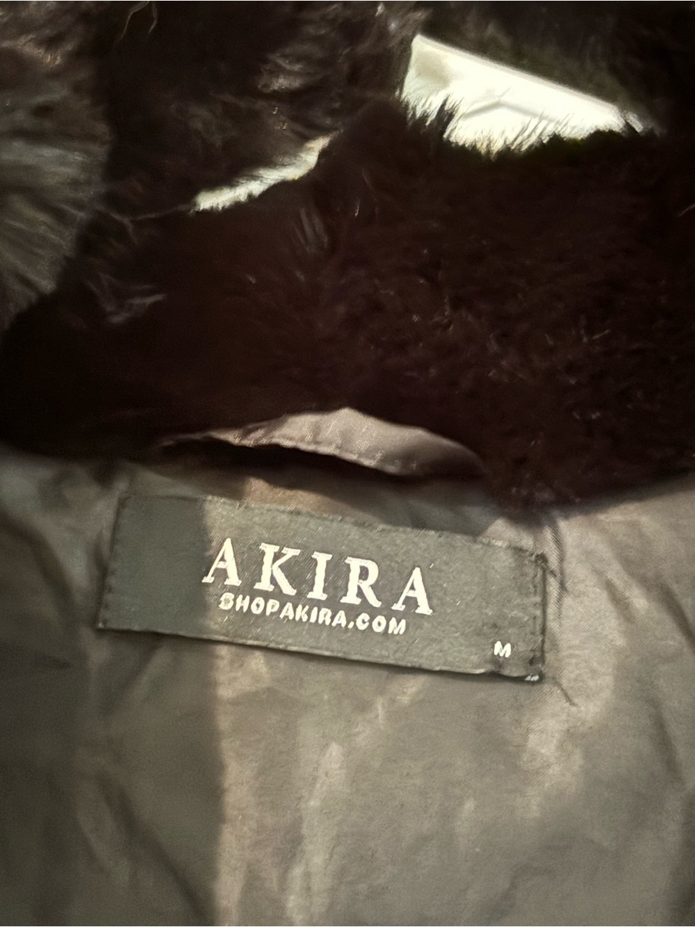 AKIRA Black Plush Cropped Teddy Jacket - Picture 4 of 8